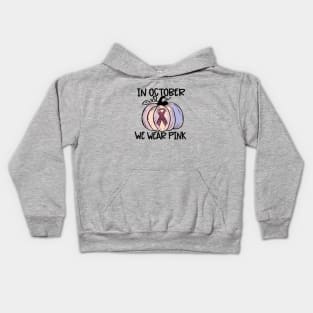 In October We Wear Pink Thanksgiving Breast Cancer Awareness Kids Hoodie